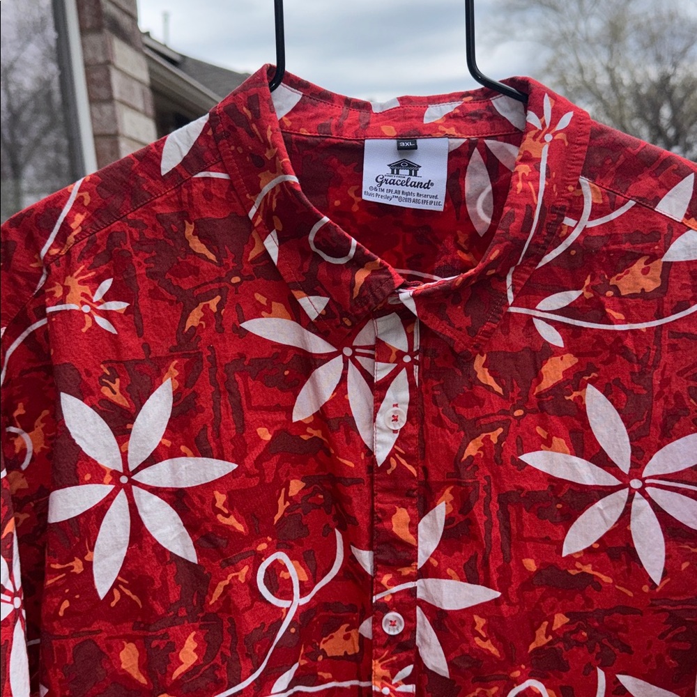 NWOT Graceland Elvis Presley Licensed Hawaiian Shirt 3xl 100% Cotton